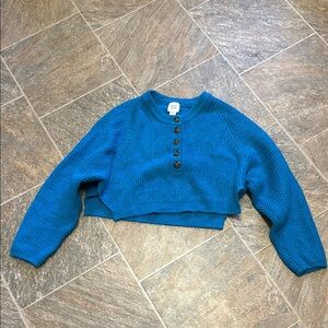 BDG Blue Button-Up Sweater